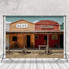 Lofaris Western Desert Retro Bank Saloon Backdrop For Photo