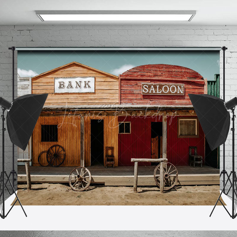 Lofaris Western Desert Retro Bank Saloon Backdrop For Photo