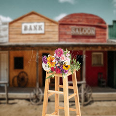 Lofaris Western Desert Retro Bank Saloon Backdrop For Photo