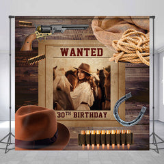 Lofaris Western Wooden Cowboy Custom Photo Birthday Backdrop