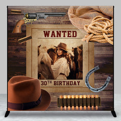 Lofaris Western Wooden Cowboy Custom Photo Birthday Backdrop