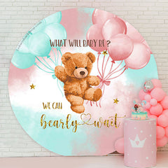 Lofaris What Will Baby Be Bear Round Gender Reveal Backdrop