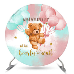 Lofaris What Will Baby Be Bear Round Gender Reveal Backdrop