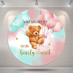 Lofaris What Will Baby Be Bear Round Gender Reveal Backdrop