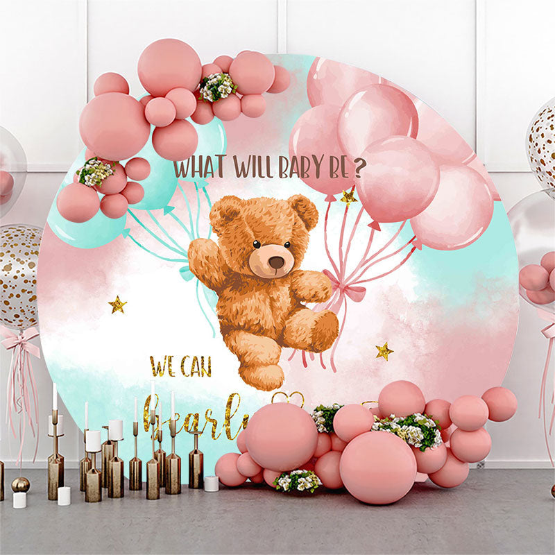 Lofaris What Will Baby Be Bear Round Gender Reveal Backdrop