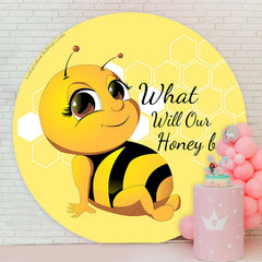 Lofaris What Will Our Honey Bee Round Baby Shower Backdrop