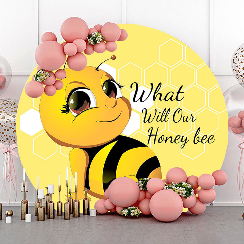 What Will Our Honey Bee Round Baby Shower Backdrop – Lofaris