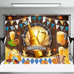 Lofaris Wheat Flags Wooden Oktoberfest Beer Party Backdrop