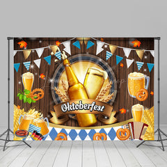 Lofaris Wheat Flags Wooden Oktoberfest Beer Party Backdrop