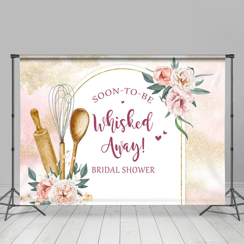 Lofaris Whisked Away Pink Floral Backdrop For Bridal Shower