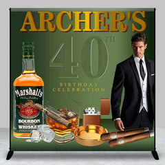 Lofaris Whisky Cigar Men 40th Birthday Custom Photo Backdrop