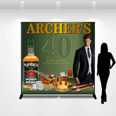 Lofaris Whisky Cigar Men 40th Birthday Custom Photo Backdrop