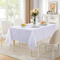 Lofaris White 108 GSM Satin Banquet Rectangle Tablecloth