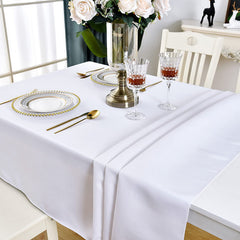 Lofaris White 150 GSM Polyester Banquet Rectangle Tablecloth