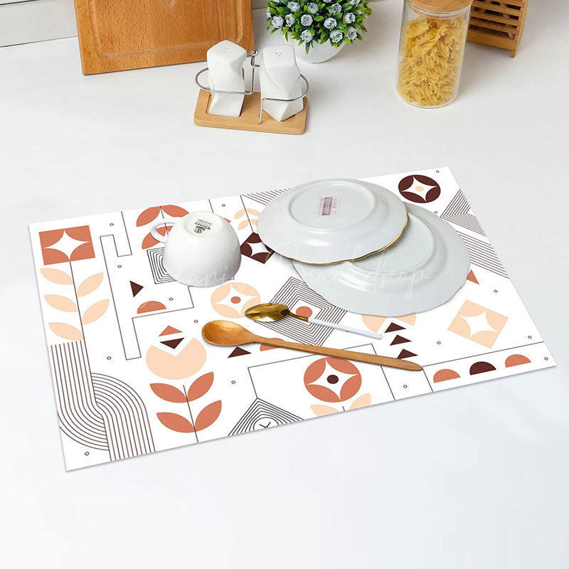 Lofaris White Abstract Pattern Modern Set Of 4 Placemats