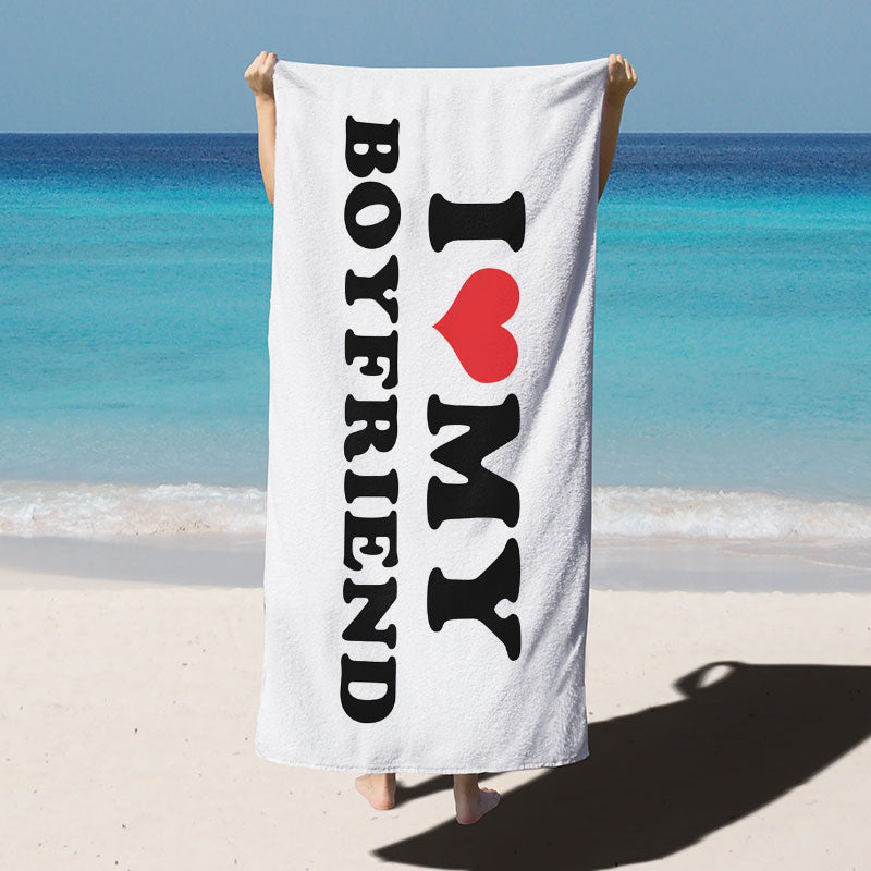 Lofaris White And Black Custom Name Couple Beach Towel