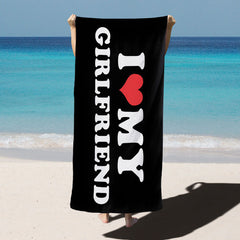 Lofaris White And Black Custom Name Couple Beach Towel