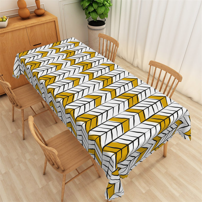 Lofaris White And Black Yellow Chevron Pattern Tablecloth