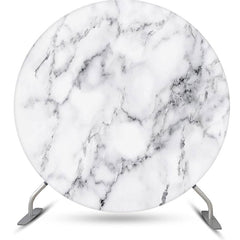 Lofaris White And Grey Simple Marble Round Birthday Backdrop