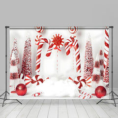 Lofaris White And Red Candy Cane Bauble Christmas Backdrop