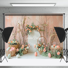 Lofaris White Arches Basket Easter Eggs Photo Shoot Backdrop