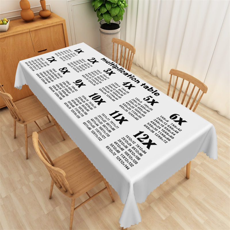 Lofaris White Arithmetic Multiplication Tablecloth For Kits