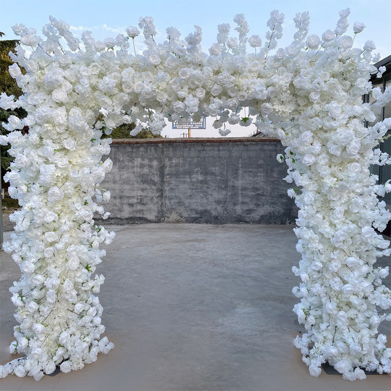 Lofaris White Artificial Fabric Arch Flower Wall For Wedding