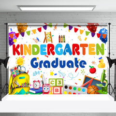 Lofaris White Assorted Stationery Kindergarden Grad Backdrop