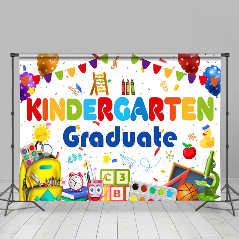 Lofaris White Assorted Stationery Kindergarden Grad Backdrop