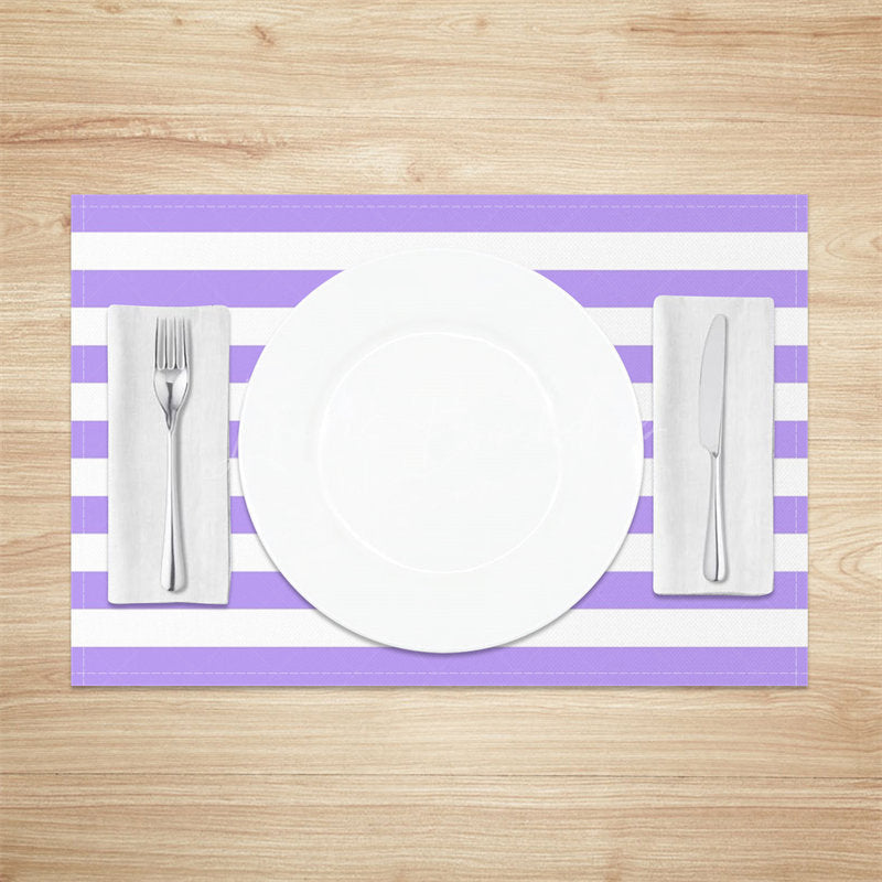 Lofaris White Baby Purple Stripe Modern Set Of 4 Placemats