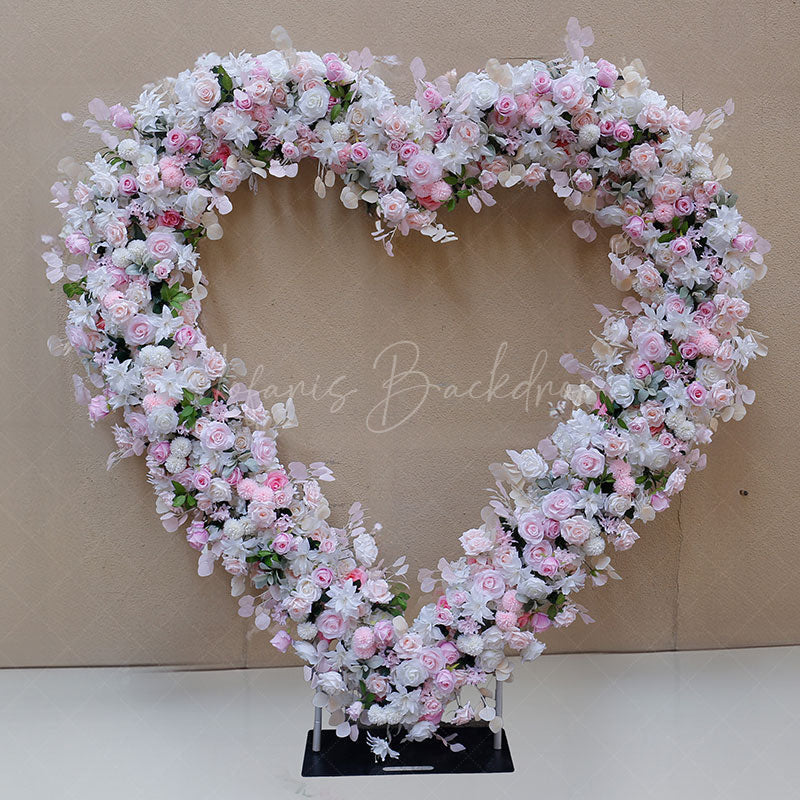 Lofaris Pink Rose Heart Shape Flower Wall Wedding Decoration