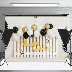 Lofaris White Black Balloons Birthday Cake Smash Backdrop