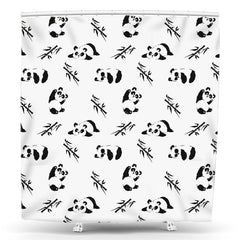 Lofaris White Black Bamboo Cute Panda Animal Shower Curtain