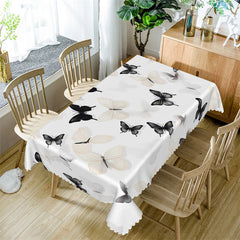 Lofaris White Black Butterfly Morden Rectangle Tablecloth