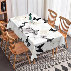 Lofaris White Black Butterfly Morden Rectangle Tablecloth