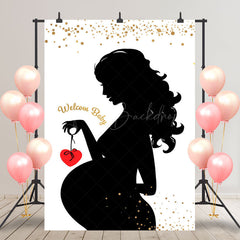 Lofaris White Black Heart Welcome Baby Gender Reveal Backdrop