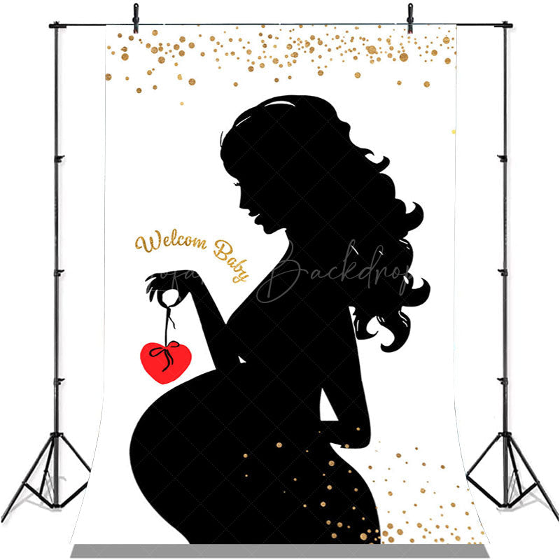 Lofaris White Black Heart Welcome Baby Gender Reveal Backdrop