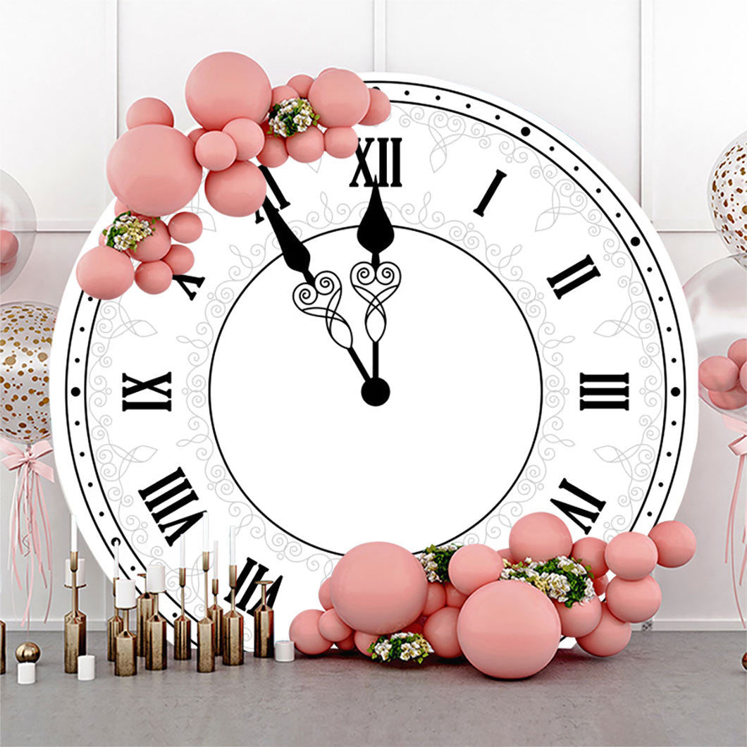 Lofaris White Black Laeacco Clock Round Birthday Backdrop