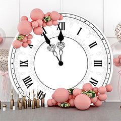 Lofaris White Black Laeacco Clock Round Birthday Backdrop