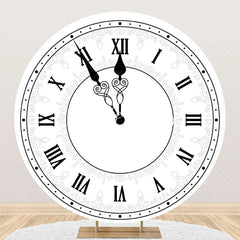 Lofaris White Black Laeacco Clock Round Birthday Backdrop