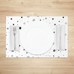 Lofaris White Black Stars Seamless Fabric Set Of 4 Placemats