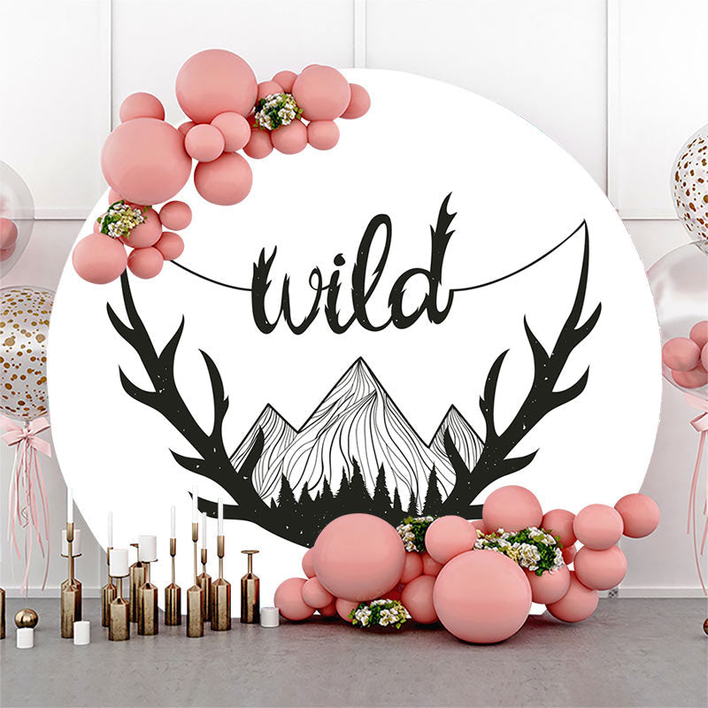 Lofaris White Black Wild Mountain Round Birthday Backdrop