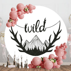 Lofaris White Black Wild Mountain Round Birthday Backdrop