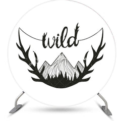 Lofaris White Black Wild Mountain Round Birthday Backdrop