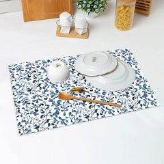 Lofaris White Blue Abstract Leaf Vintage Set Of 4 Placemats