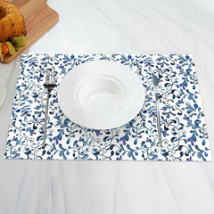 Lofaris White Blue Abstract Leaf Vintage Set Of 4 Placemats