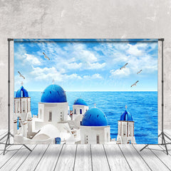 Lofaris White Blue Castle Sea Seagull Sky Summer Backdrop