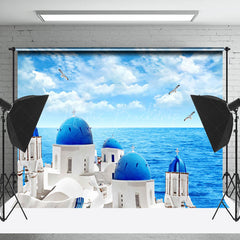 Lofaris White Blue Castle Sea Seagull Sky Summer Backdrop