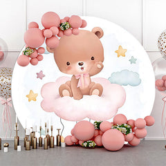 Lofaris White Blue Cloud Bear Circle Baby Shower Backdrop