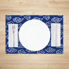 Lofaris White Blue Clouds Repeat Dining Set Of 4 Placemats